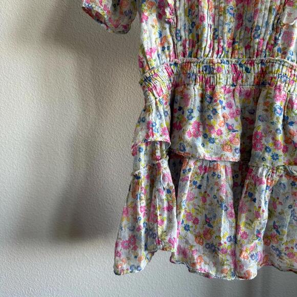 LoveShackFancy Natasha Blue Ditsy Floral Tiered Mini Dress Size M - Picture 8 of 14